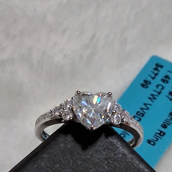 925 Moissanite Heart Ring 1.49 CTW Size 7